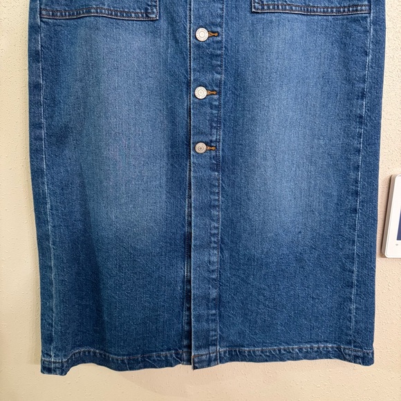 LOFT  Button-Front Pencil Denim Skirt Midi Length 4 - Picture 7 of 9